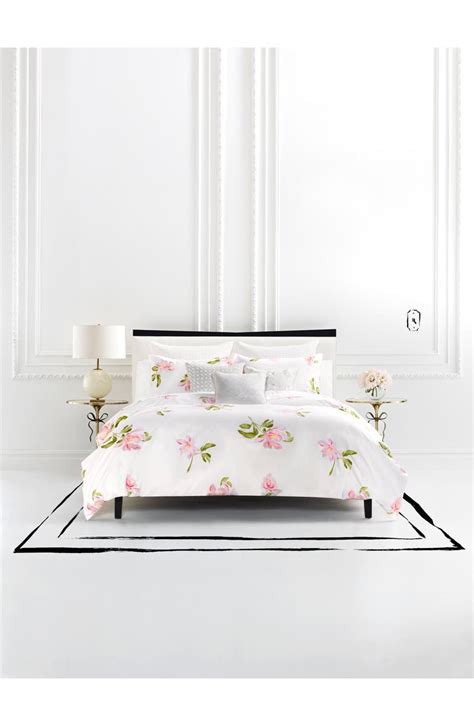 Kate spade willow court queen/full comforter set, pink peach black floral. kate spade new york breezy magnolia comforter & sham set ...