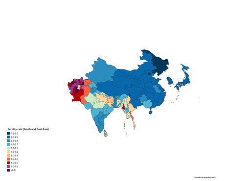 South And East Asia Fertility Rate Comparison [3840x6550] R Mapporn