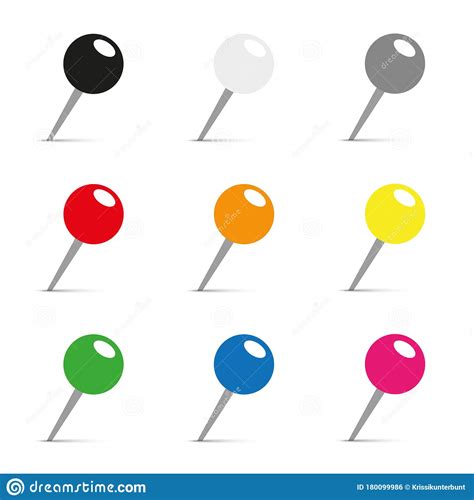 Set Of Colored Pins For Office Stock Vector Illustration Of