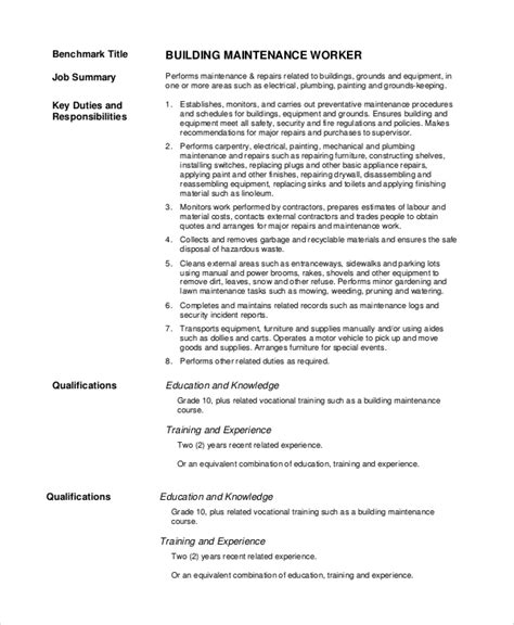 Duties, requirements, skills and responsibilities: FREE 8+ Sample Maintenance Resume Templates in PDF | MS Word