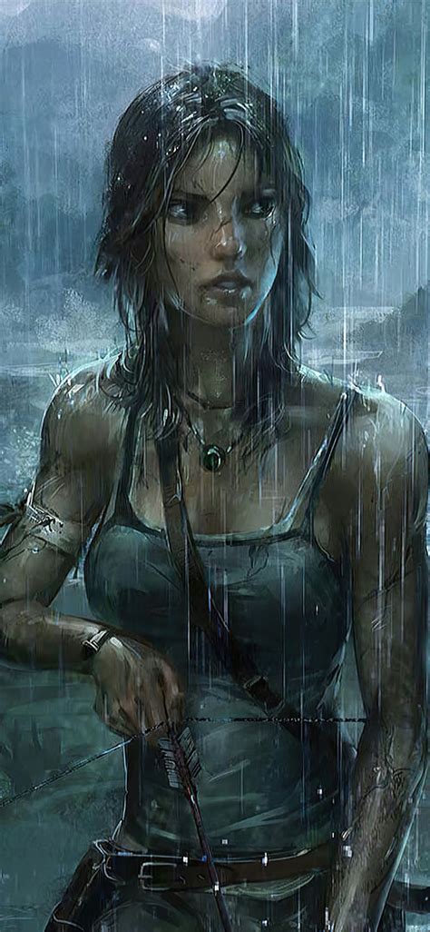 Lara Croft Tomb Raider Rain Weather 4k Laracroft Tombraider Games 4k Iphonexwallpaper Tomb