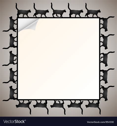 Frame With Silhouette Black Cat Royalty Free Vector Image