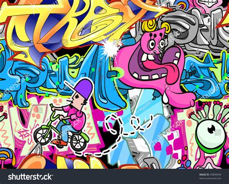 Graffiti Wall Urban Art Seamless Background Stock Photo 93898948