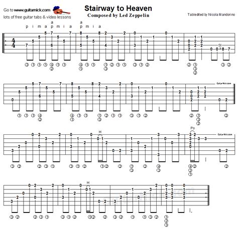 Stairway To Heaven Guitar Tablature Guitar Tabs