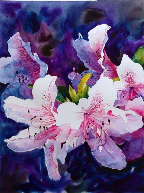 Watercolor Flowers Paintings Purple Watercolor Flower Art Painting