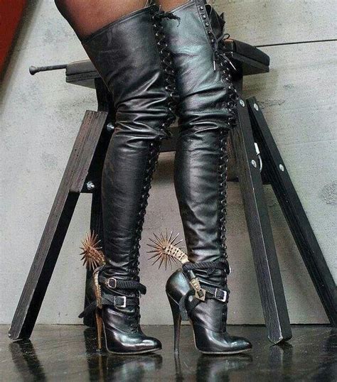 Leather High Heel Boots Thigh High Boots Heels Leather Outfit Heeled