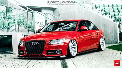 The audi a4 is a line of compact executive cars produced since 1994 by the german car manufacturer audi, a subsidiary of the volkswagen group. Custom DRL Headlights on Audi A4 - Photo by Vossen | Red ...
