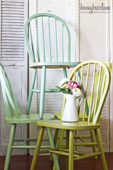Shop our best selection of farmhouse, cottage & country kitchen dining room chairs to reflect your style and inspire your home. Ombre Windsor Chairs | Old wooden chairs, Painted wooden ...
