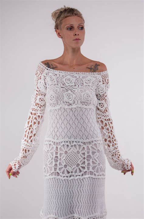 crochet white dress irish lace maxi dress handmade white etsy