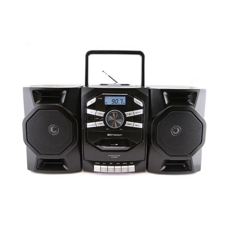 Portable Cd And Cassette Stereo Boombox With Amfm Radio Emersonaudio