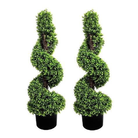 2pcs Artificial Topiary Boxwood Spiral Tree Outdoor Garden Realistic