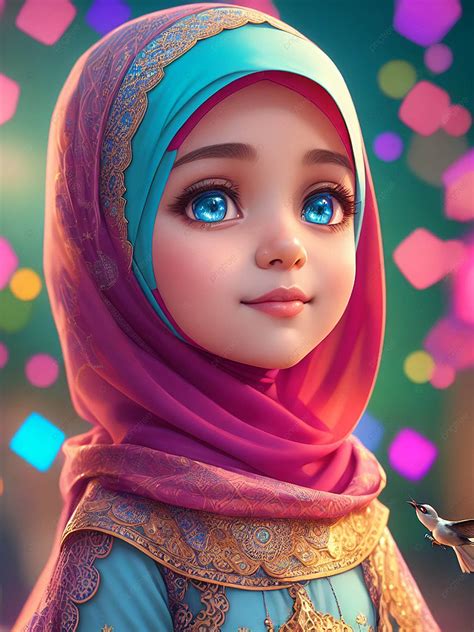 beautiful muslim girl with hijab during ramadan eid al fitr background wallpaper image for free