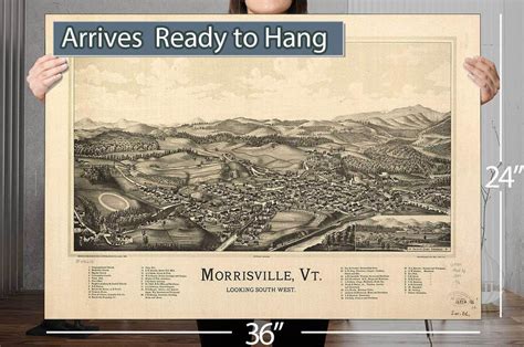 Morrisville Vt Vintage Map Print Canvas Art Framed Print Truly Art