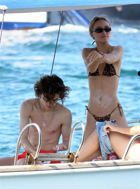 Timothée Chalamet Lily Rose Depp Kissing on a Boat in Italy POPSUGAR Celebrity UK Photo