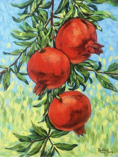 Pomegranates Original Acrylic Painting Framed And Ready To Etsy