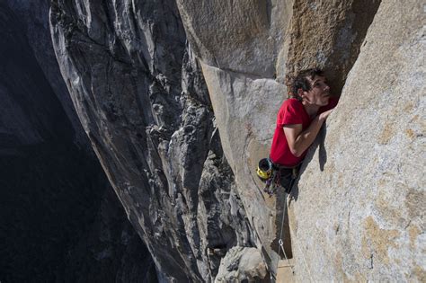 Picture Of Climber Alex Honnold Making His Way Up Freerider On El
