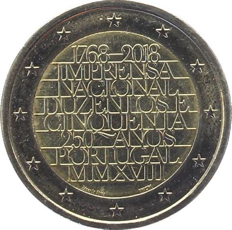 2 Euro Münze 2018 Portugal 250 Jahre Münzprägeanstalt Bankfrisch Ma
