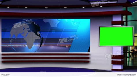 News Tv Studio Set Virtual Green Screen Background Loop Images