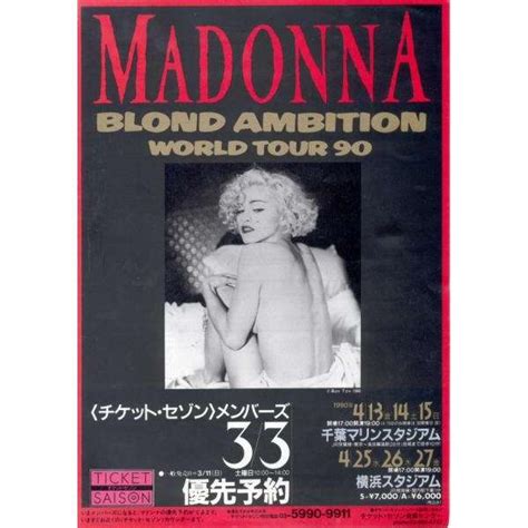 Blond Ambition World Tour 1990 Japan 1990 Tour Dates A4 Size Small Promo Tour Poster Madonna