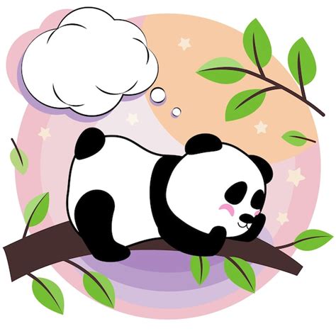 Cartoon Panda Schläft Premium Vektor