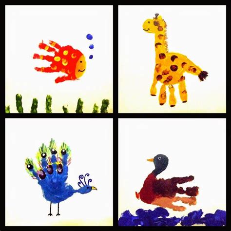 Handprint Animal Canvas Ts Kids Canvas Art Hand Print Animals