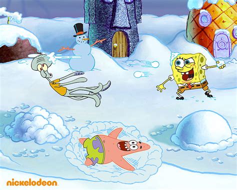Snowball Fight Patrick Star Spongebob Hd Wallpaper Peakpx