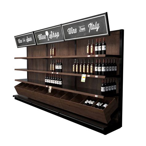 Liquor Store Wooden Wine Wall Display With 15 Shelves And Bins Dgs Retail