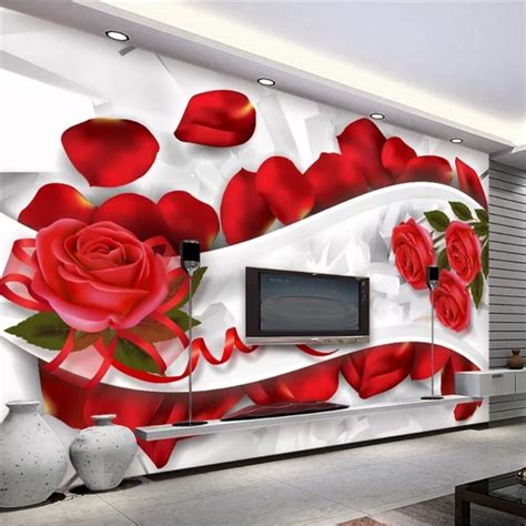 Beibehang Custom Wallpaper 3d Murals Papel De Parede Romantic Rose