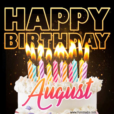 August Animated Happy Birthday Cake  Image For Whatsapp