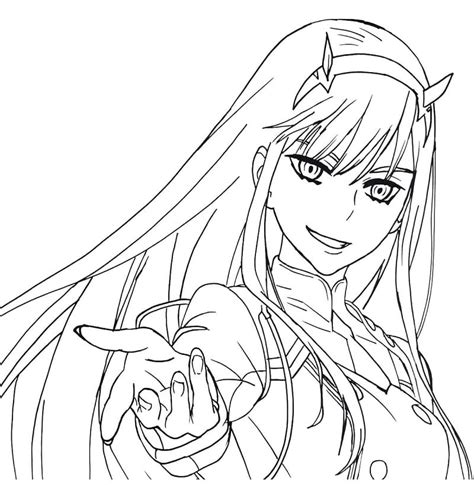 Amazing Zero Two Coloring Page Coloring Page Coloring Home