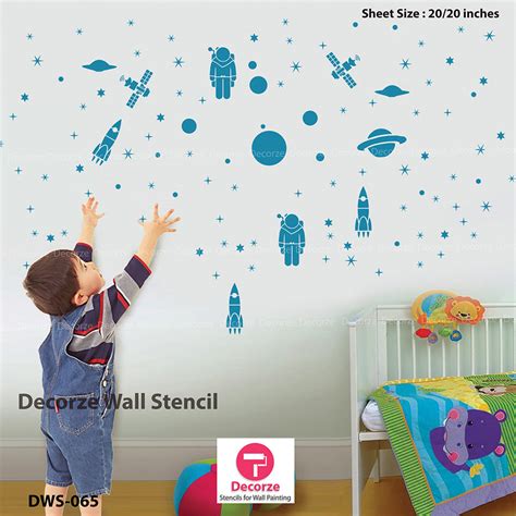 Space Stencils Inspire Wall Painting Ideas Kids Room Wall Painting