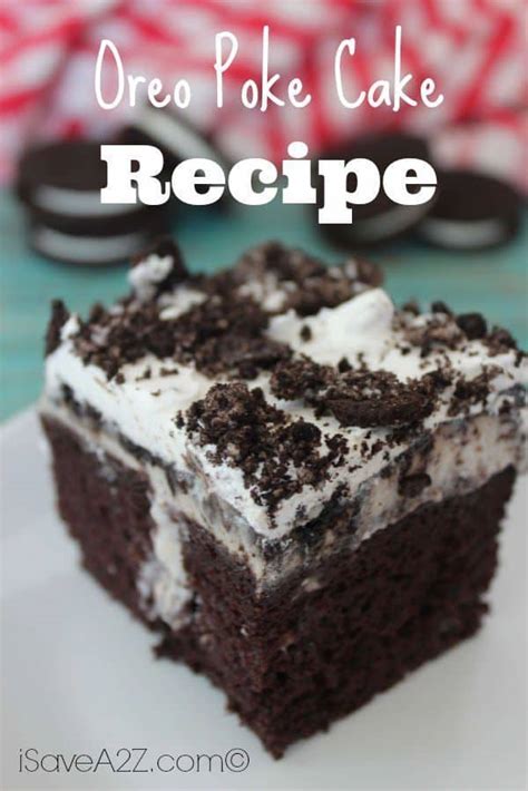 Oreo poke cake topped with a layer of cool whip and crunchy oreos, this oreo cookie poke cake is a chocolate cake infused with pockets of vanilla pudding, resulting in the most delicious slice of heaven! Oreo Poke Cake - iSaveA2Z.com