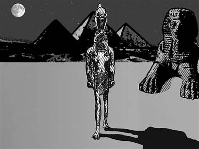 Egyptian Moonlight Sphinx Pyramids Stars Dribbble Moon