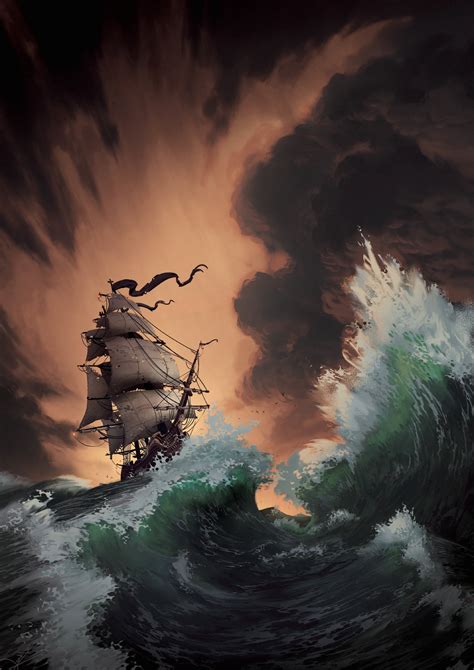 Download 2000x2829 Ocean Storm Sailing Ship Dark Clouds Artwork