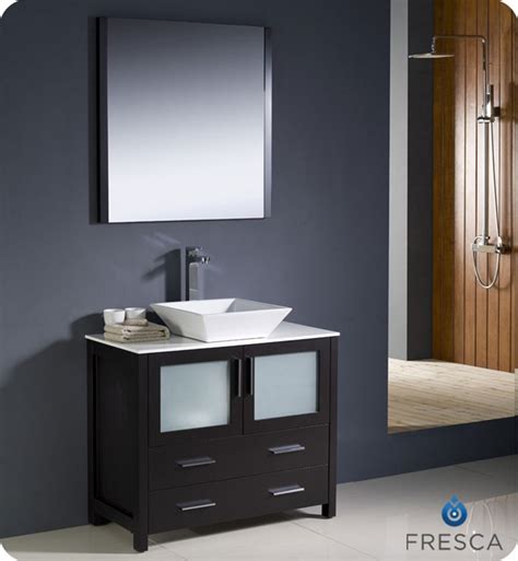 Vanity with vessel sinks included is very amazing in designs. 36″ Torino Espresso Modern Bathroom Vanity w/ Vessel Sink ...