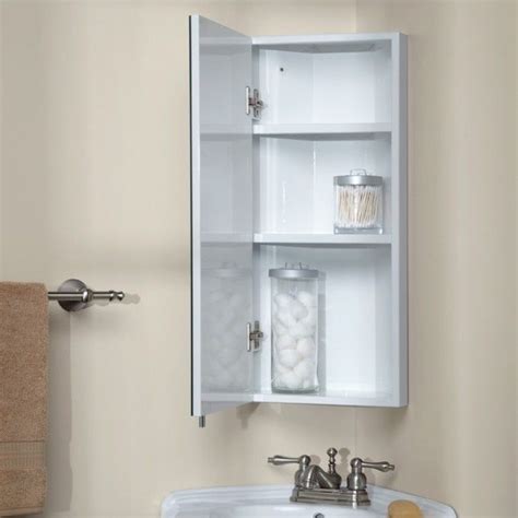 The perfect investment for any bathroom. Fairmount Stainless Steel Corner Medicine Cabinet - White ...