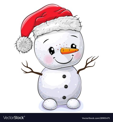 A Snowman Wearing A Santa Claus Hat