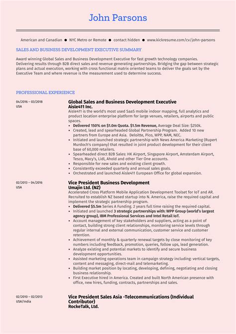 Resume Examples By Real People Business Development Executive Resume