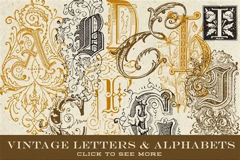 经典的复古矢量字母 Vintage Vector Letters And Monograms 摄视觉