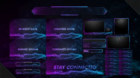 Stellar Purple And Blue Twitch Overlay Animated Package Hexeum