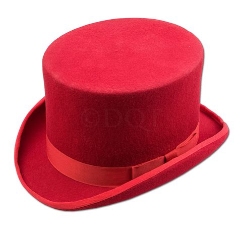 New Dqt Plain Mens Red 100 Wool Felt Top Hat Ebay