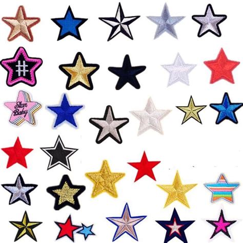 Random Multicolor Stars Patches Iron On Sew On Cartoon Patch For