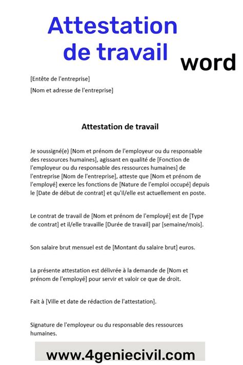 T L Charger Attestation De Travail Word Gratuit Modele Word Words
