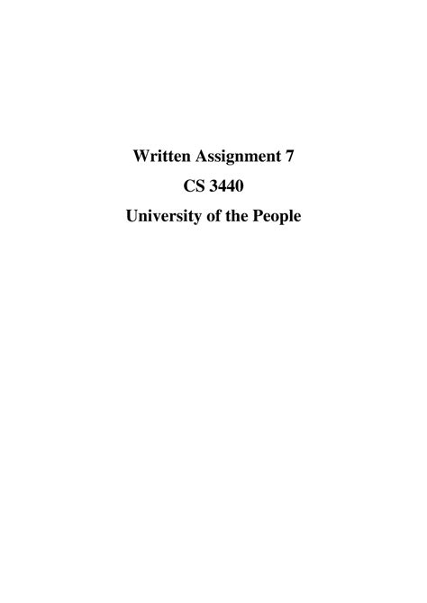 Written Assignment 7 Cs3440 Written Assignment 7 Cs 3440 University