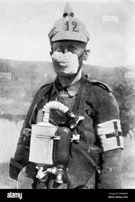 German Soldier Wearing A Face Mask To Protect Against Gas Attacks
