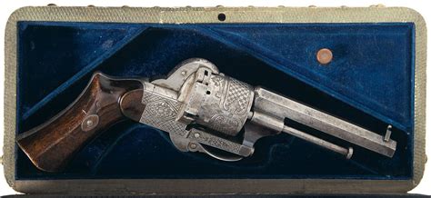 Uniquely Cased Engraved French Pinfire Revolver