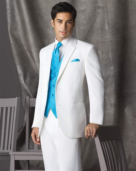 White With Turquoise Prom Tuxedo Tuxedo Wedding Tuxedo Suit Tuxedo