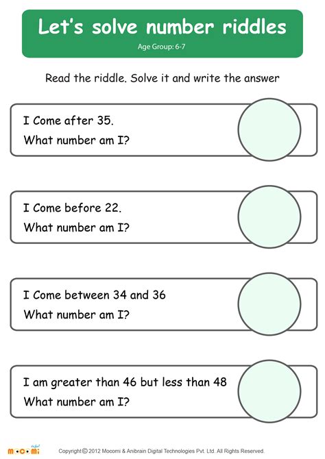 She'll get practice measuring in inches, centimeters, feet, yards, cups, quarts, and pints. Solve Riddle Worksheet #02 - Math for Kids | Mocomi