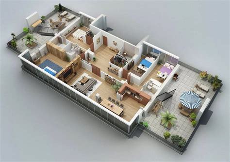 50 Four 4 Bedroom Apartmenthouse Plans Architecture And Design