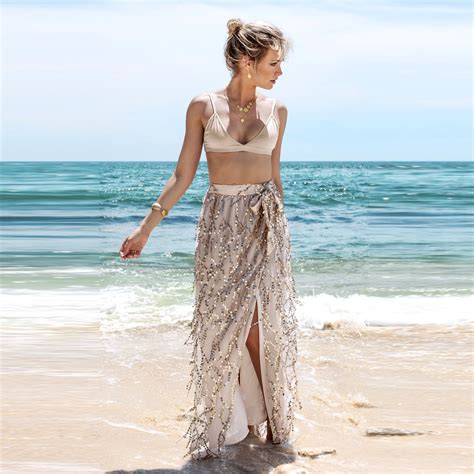 2018 summer women s sequins tassel skirt beach floor length skirts shinny irregular beach skirts